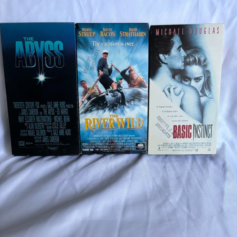 VHS Movie Combo-Basic Instinct/Abyss/River Wild